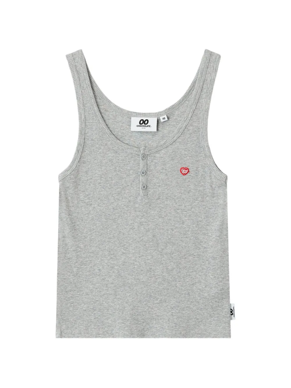 CHOCOOLATE button heart ribbed tank top - Grigio