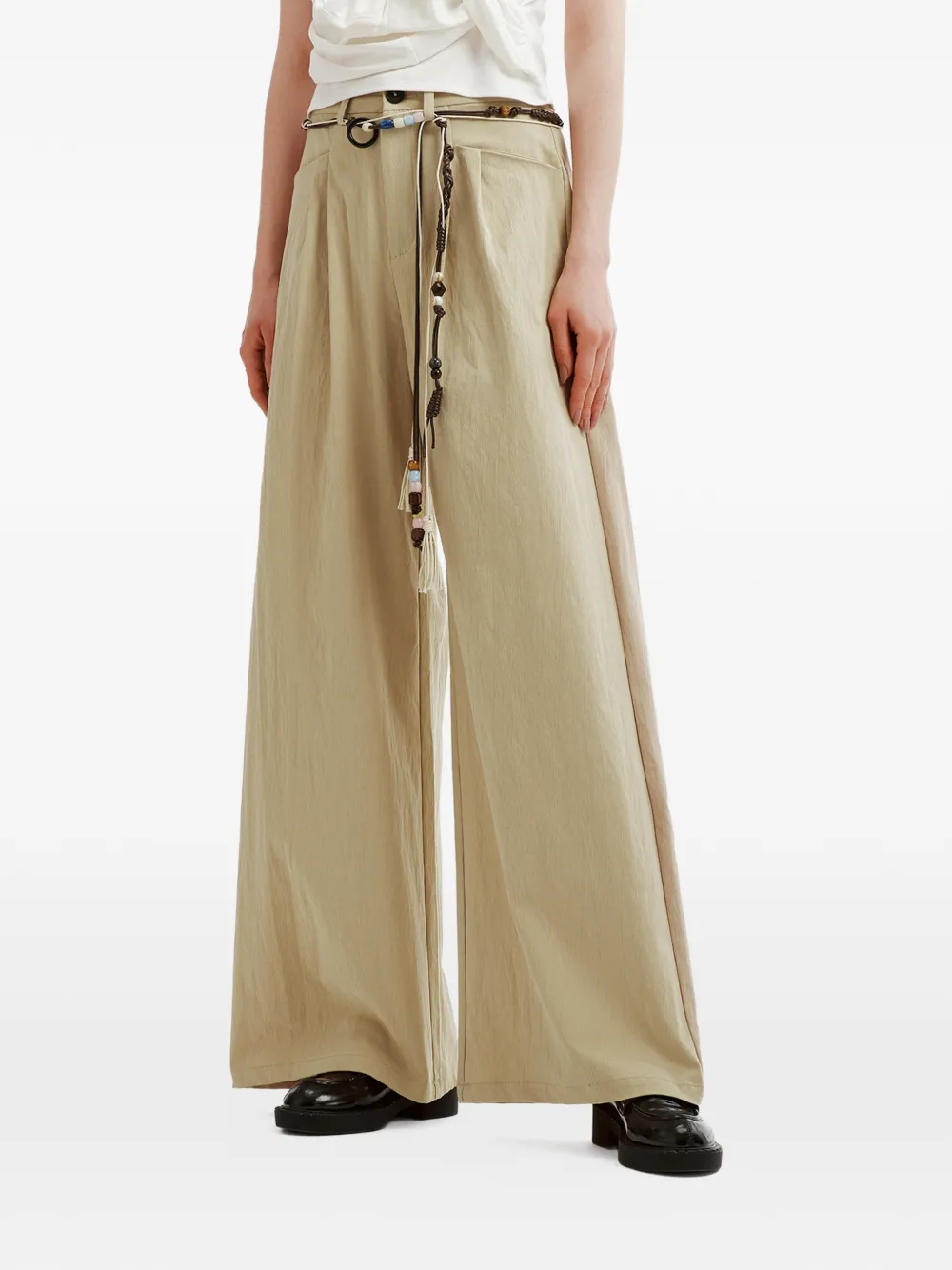 tout a coup Broek met ceintuur Beige
