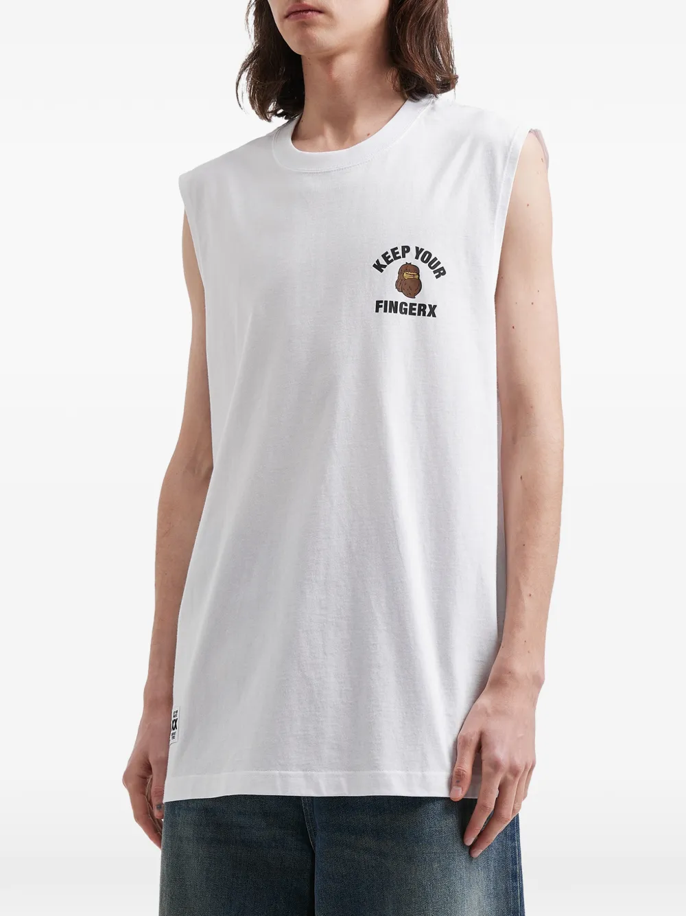  Fingercroxx Printed Tank Top - White 