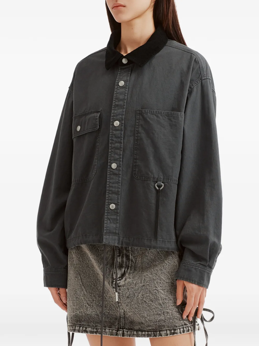 izzue Shirtjack met ribfluwelen kraag Grijs