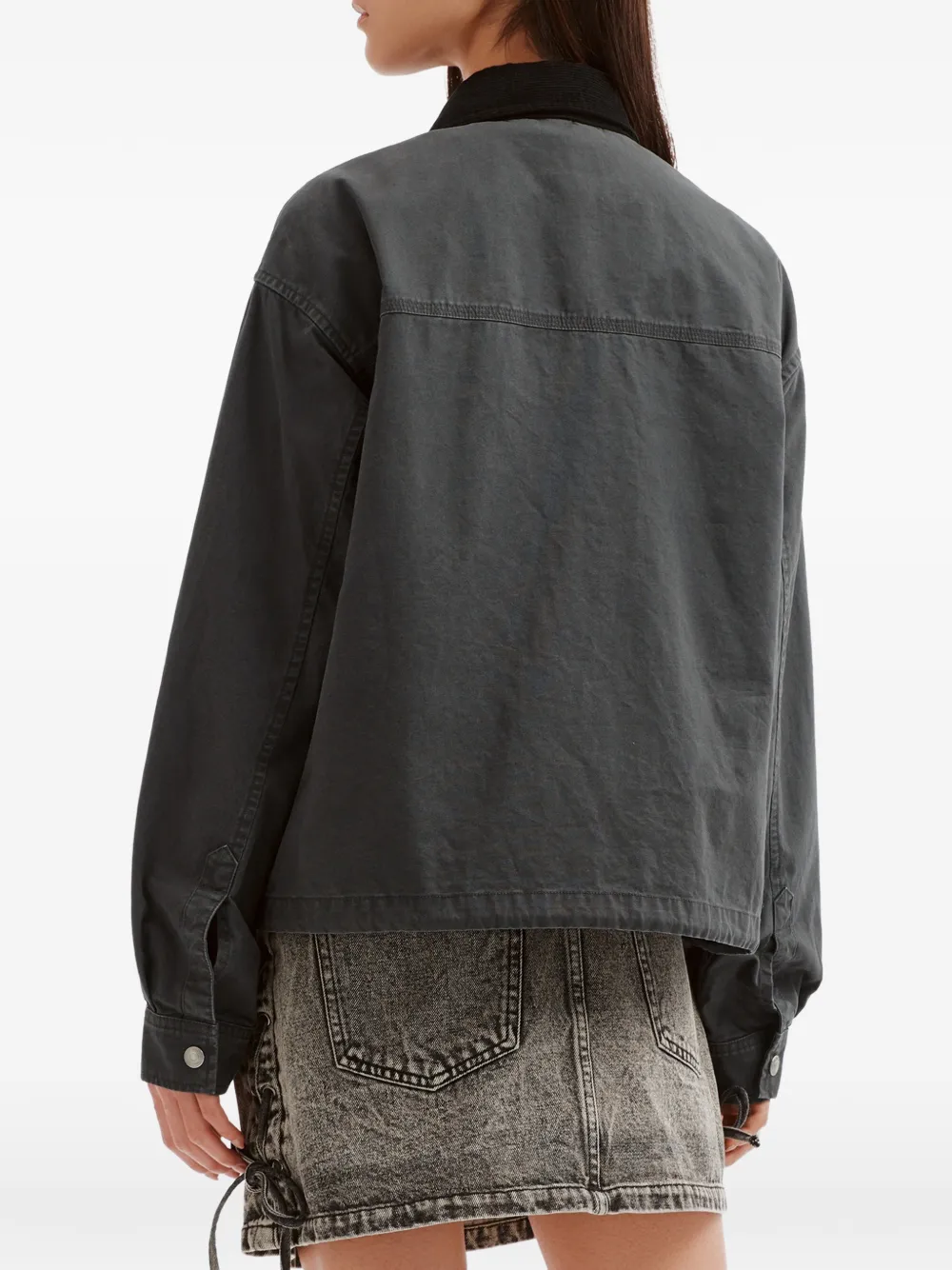 izzue Shirtjack met ribfluwelen kraag Grijs