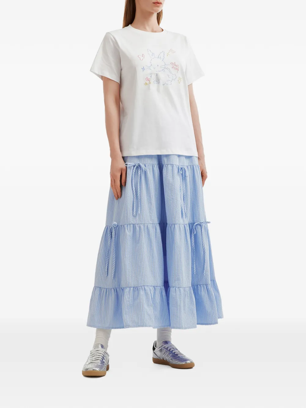 tout a coup Gestreepte midi-rok Blauw