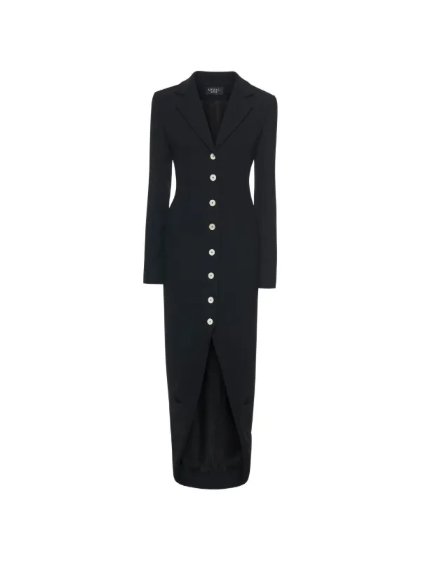 A.W.A.K.E. Mode V-neck Asymmetric Midi Dress in Black