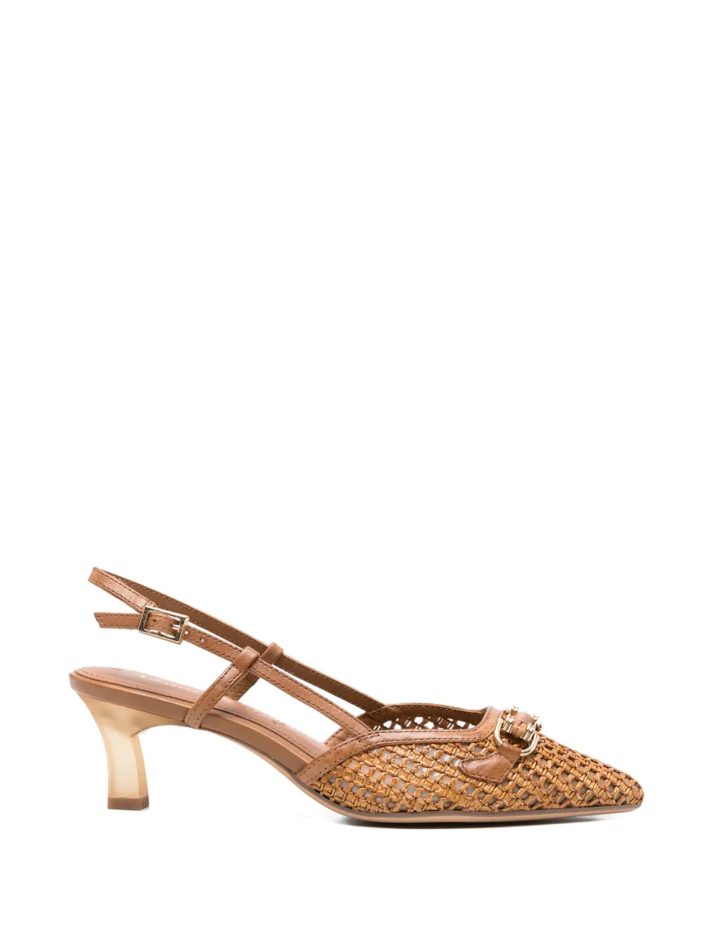 TAMARIS Geweven leren pumps met gesp Beige