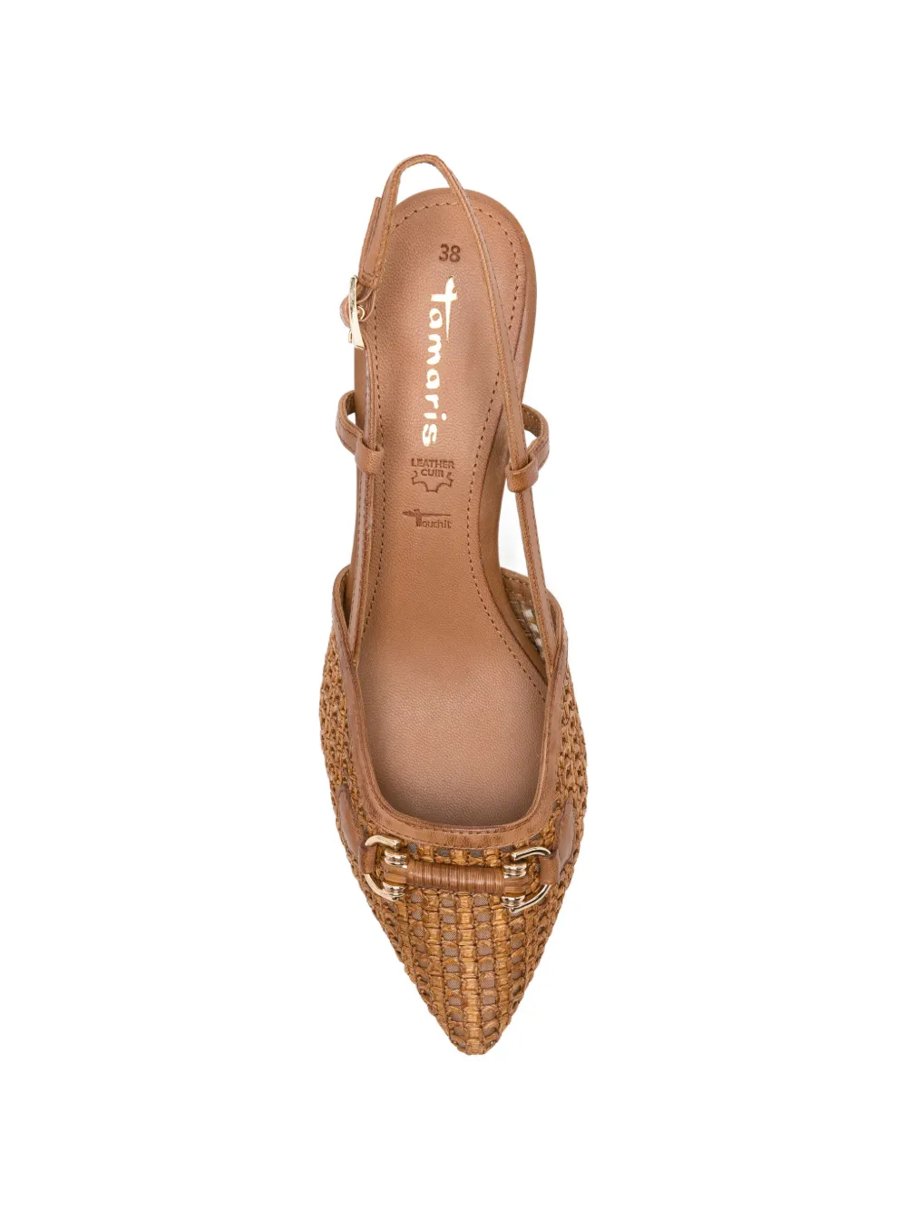 TAMARIS Geweven leren pumps met gesp Beige