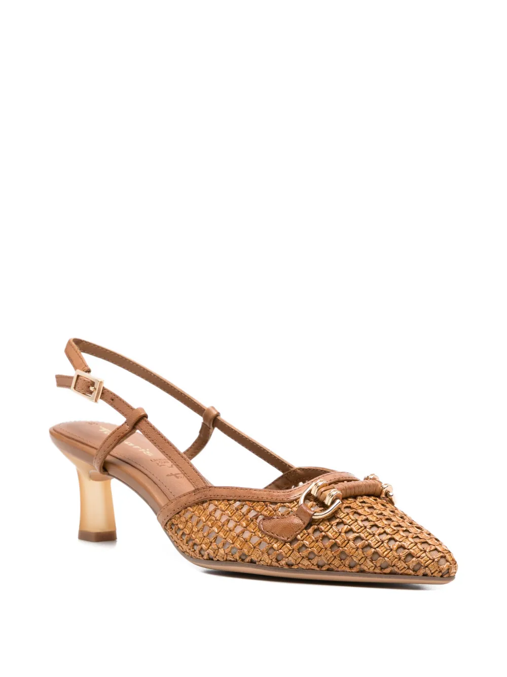 TAMARIS Geweven leren pumps met gesp Beige