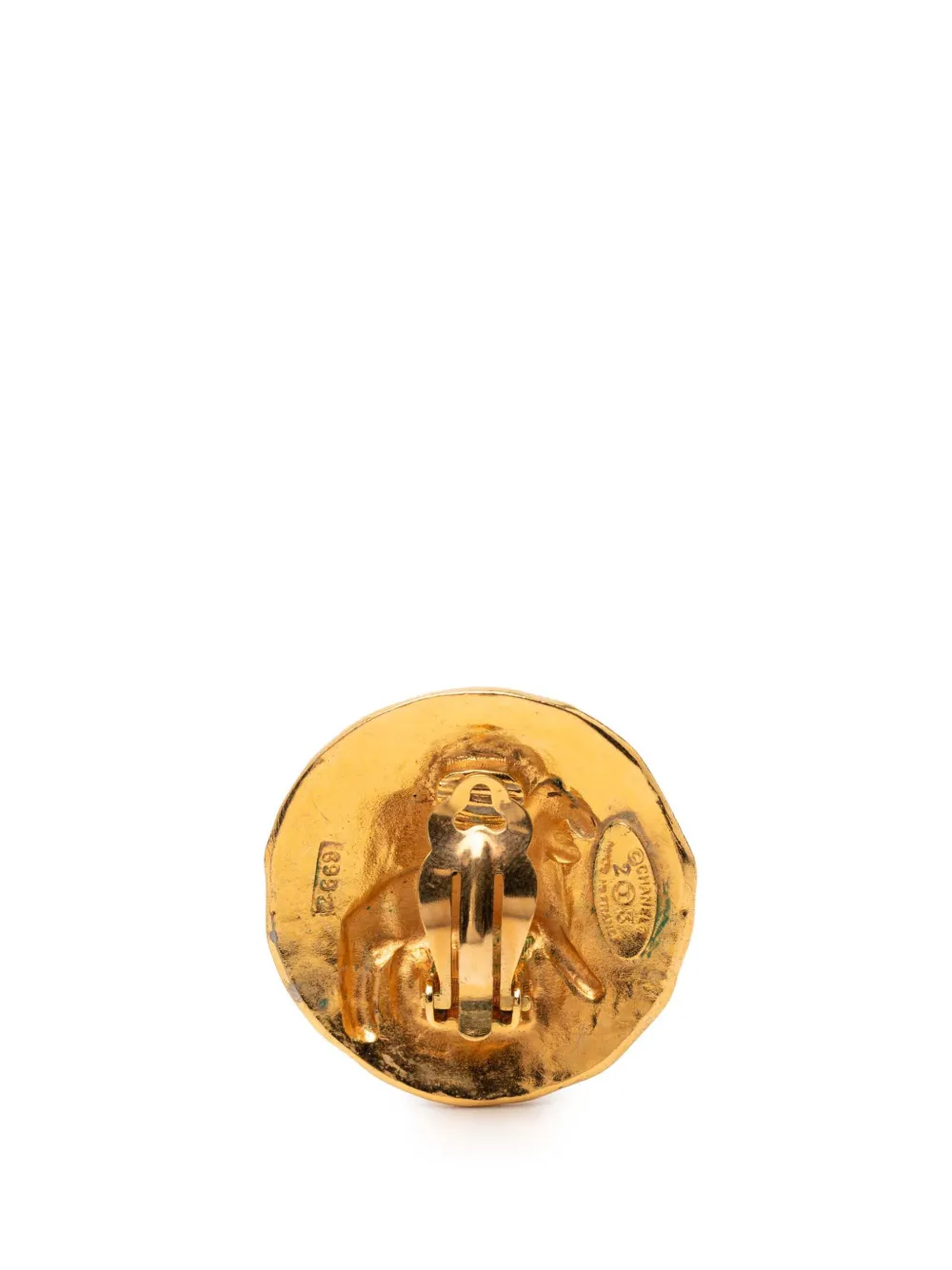 1980-1990 Gold Plated Lion Round Clip On Earrings Costume Earrings