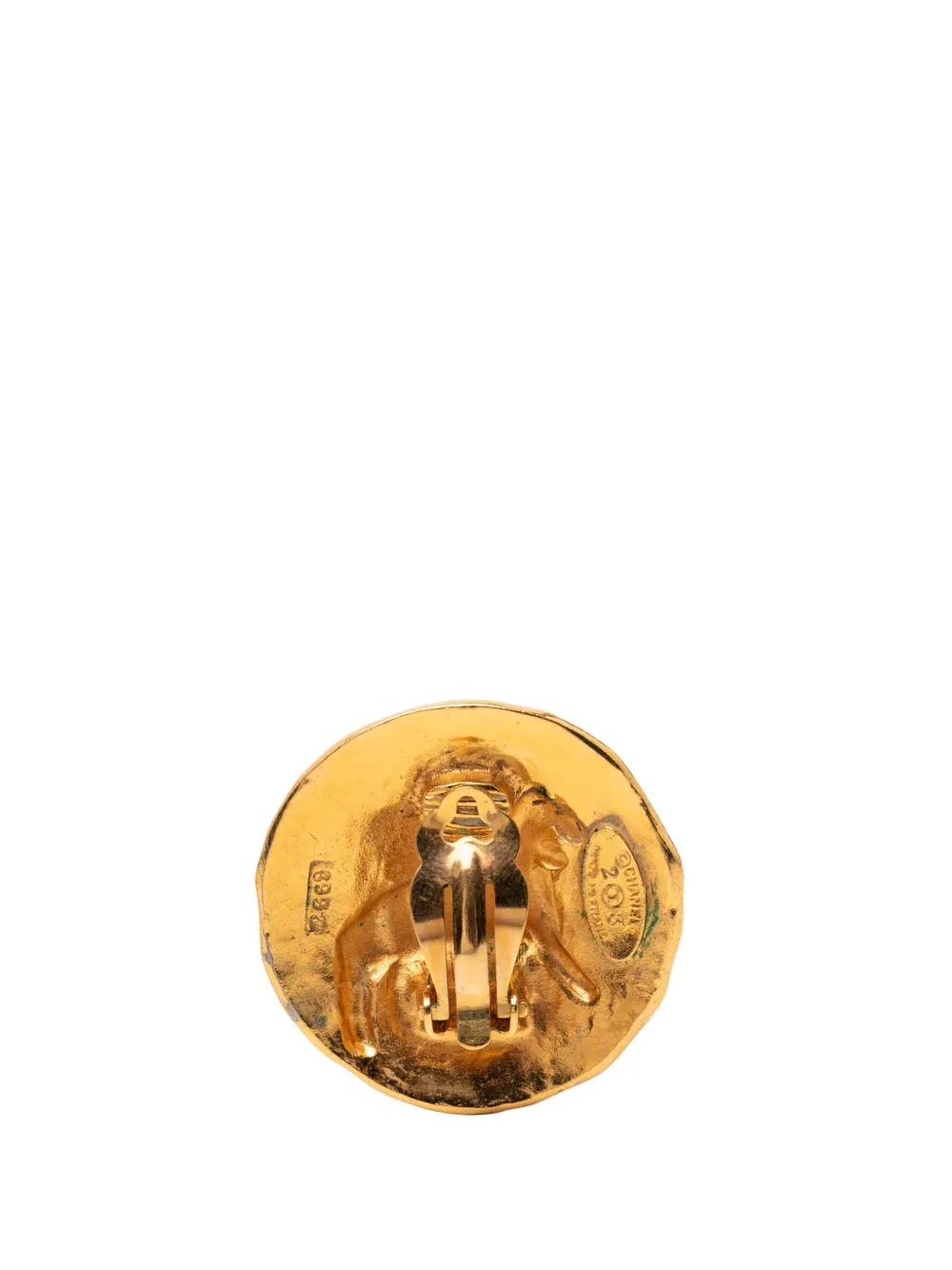 1980-1990 Gold Plated Lion Round Clip On Earrings Costume Earrings