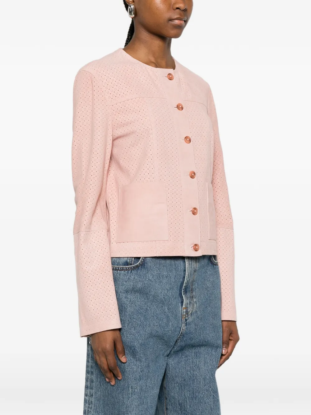 BULLY Kraagloos jack met geperforeerde details Roze