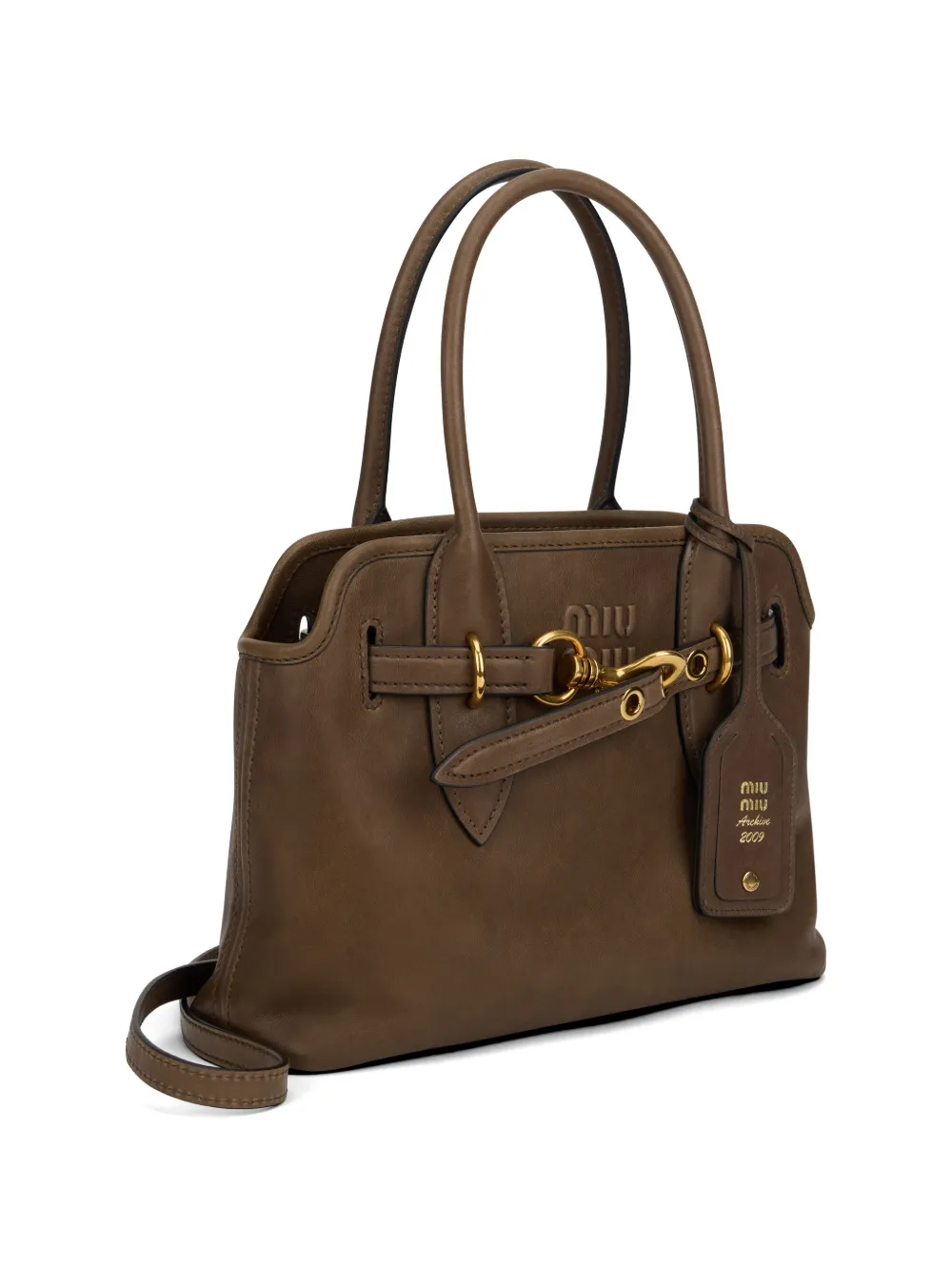  Miu Miu Adventure Logo Adjustable-strap Tote Bag - Brown 