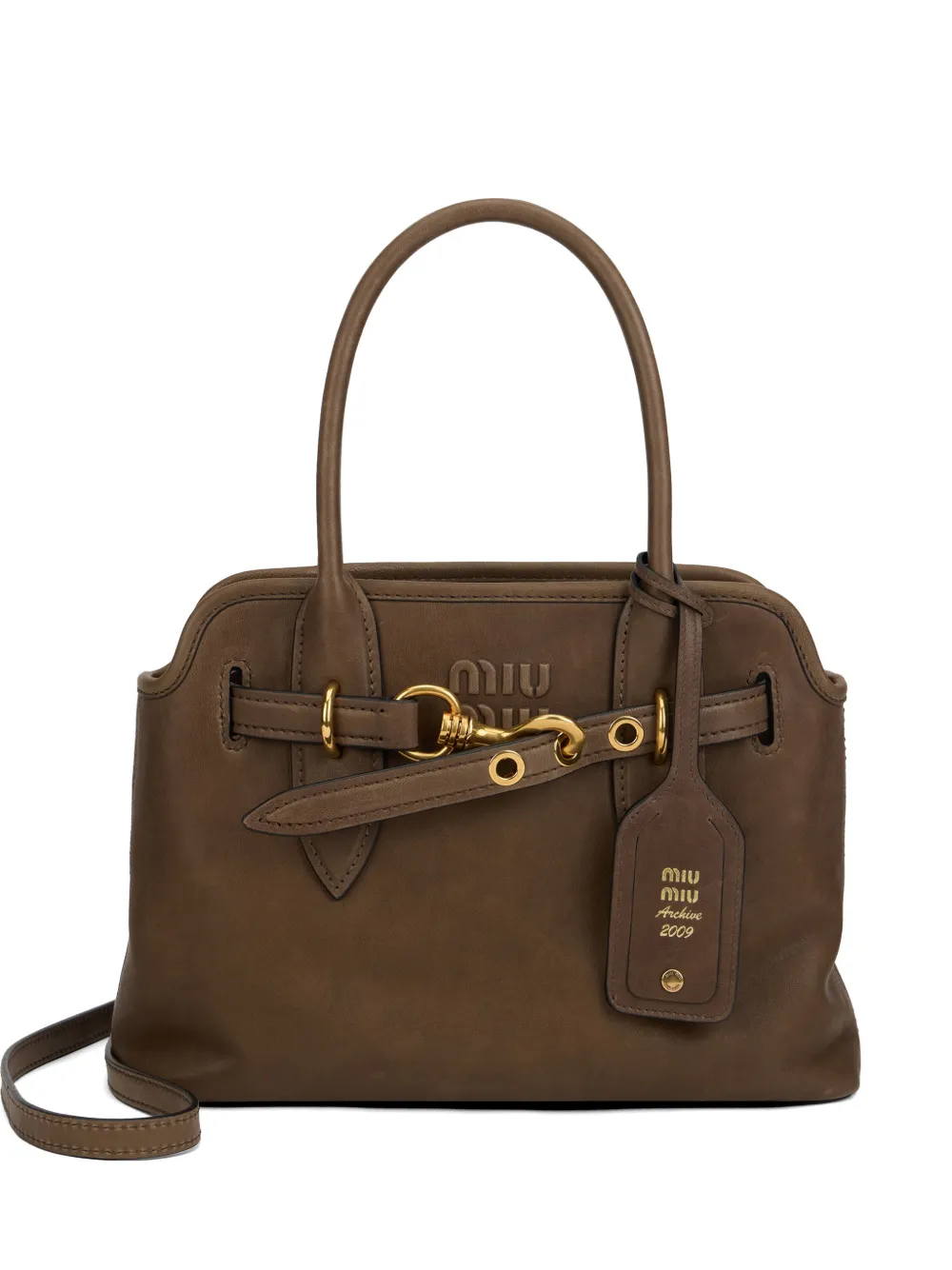 Miu Miu Adventure logo adjustable-strap tote bag - Marrone