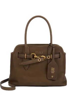 Miu Miu Aventure Leather Tote Bag | Brown | FARFETCH