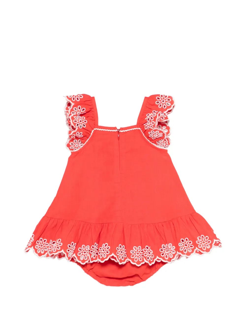 Stella McCartney Kids Jurk met ruches en bloemenprint Rood