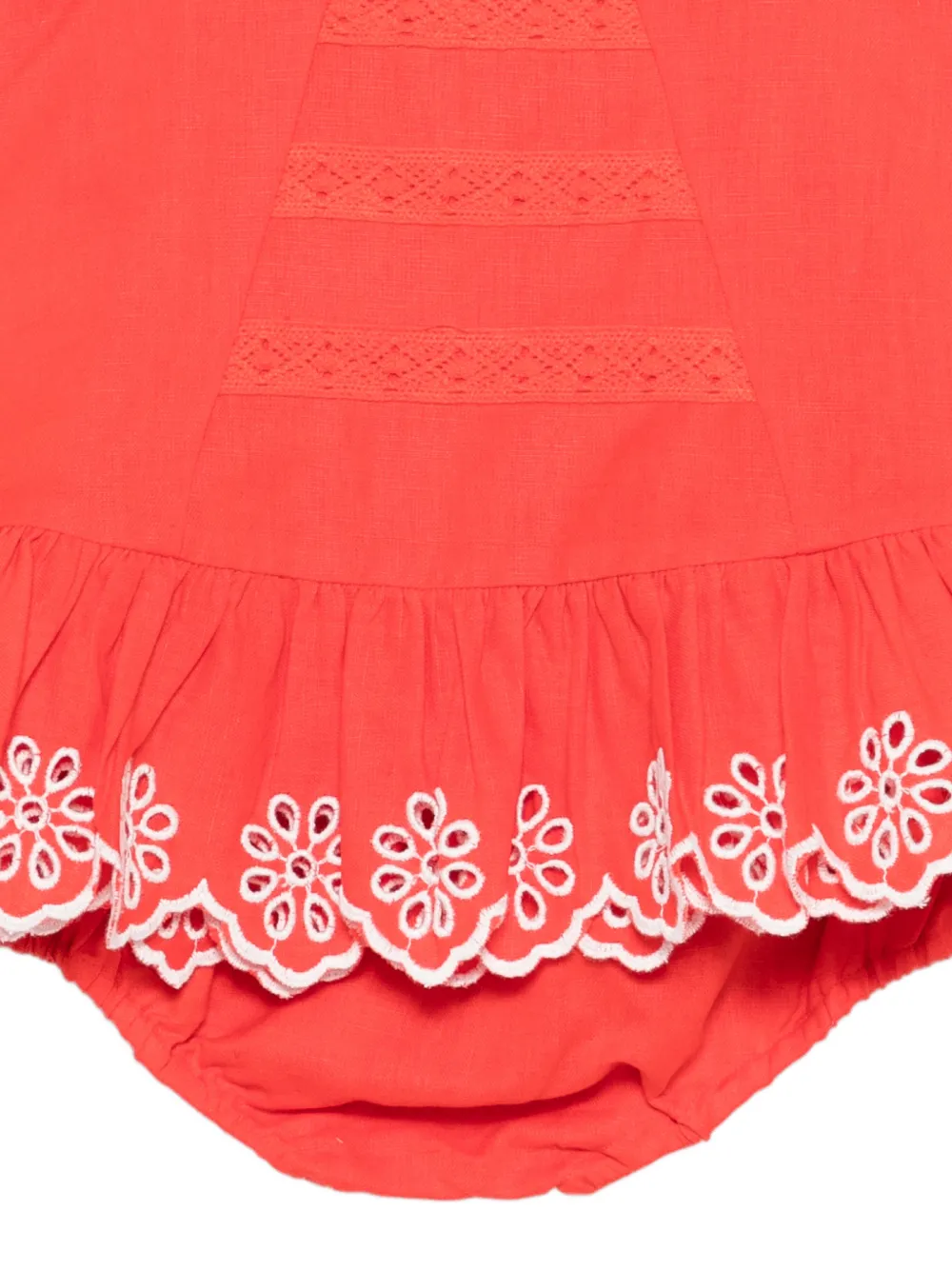 Stella McCartney Kids Jurk met ruches en bloemenprint Rood