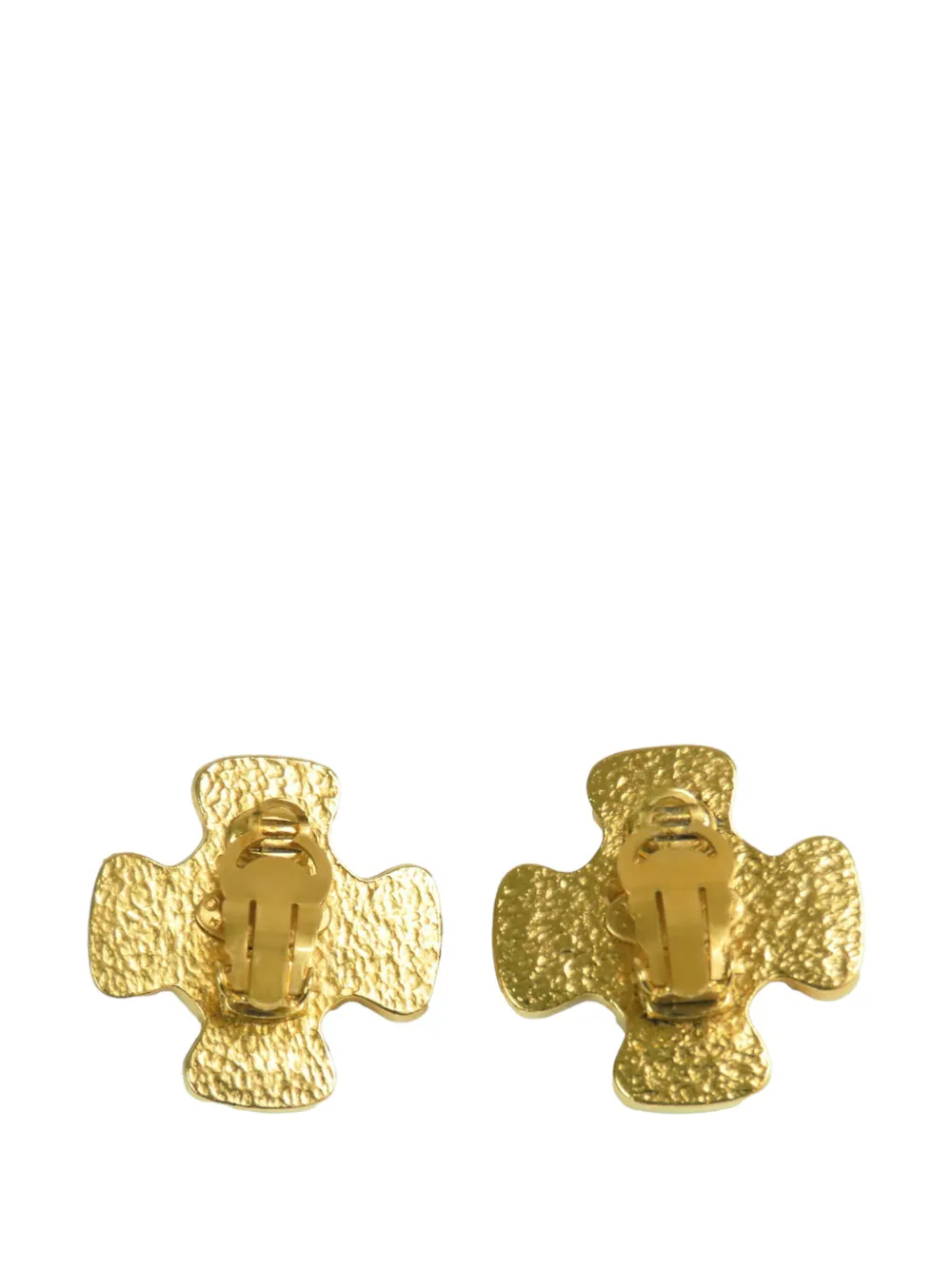 1995 Cc Gold Plated Gripoix Faux Pearl Clip On Earrings Costume Earrings