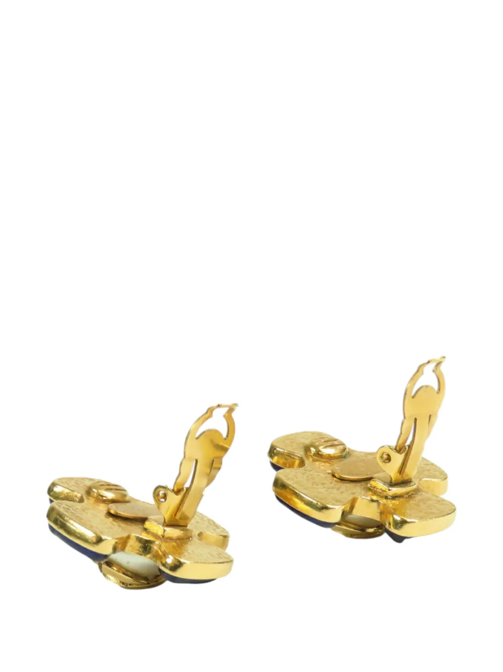 1995 Cc Gold Plated Gripoix Faux Pearl Clip On Earrings Costume Earrings