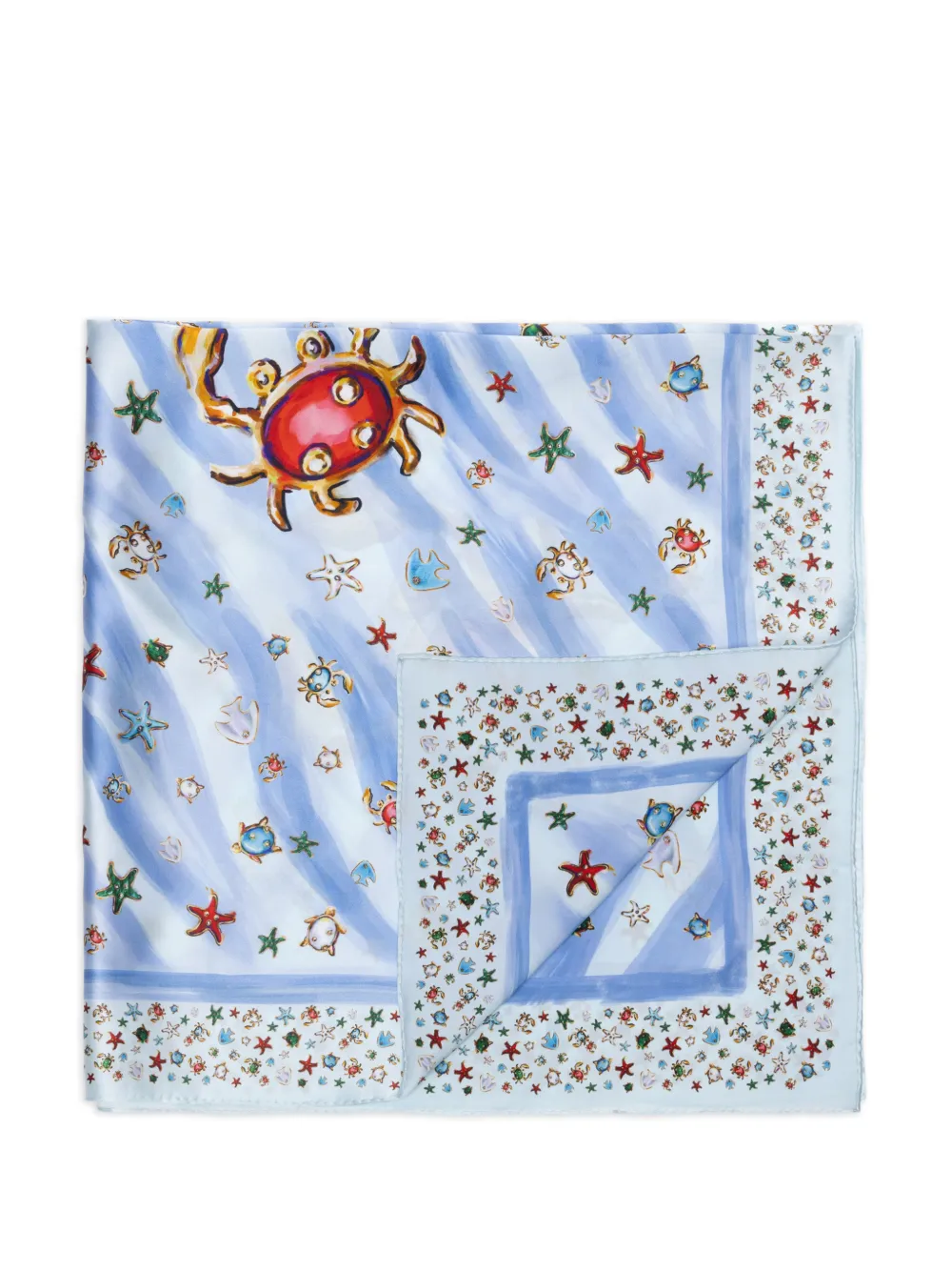  Eshvi Printed Silk Scarf - Blue 