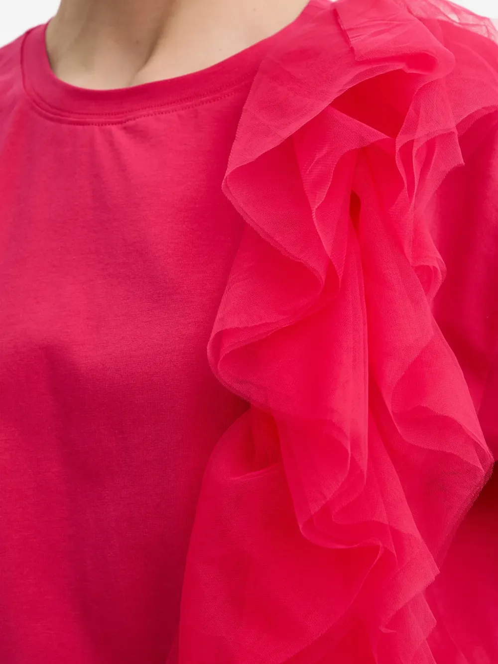 TWINSET regular fit T-shirt with tulle Roze