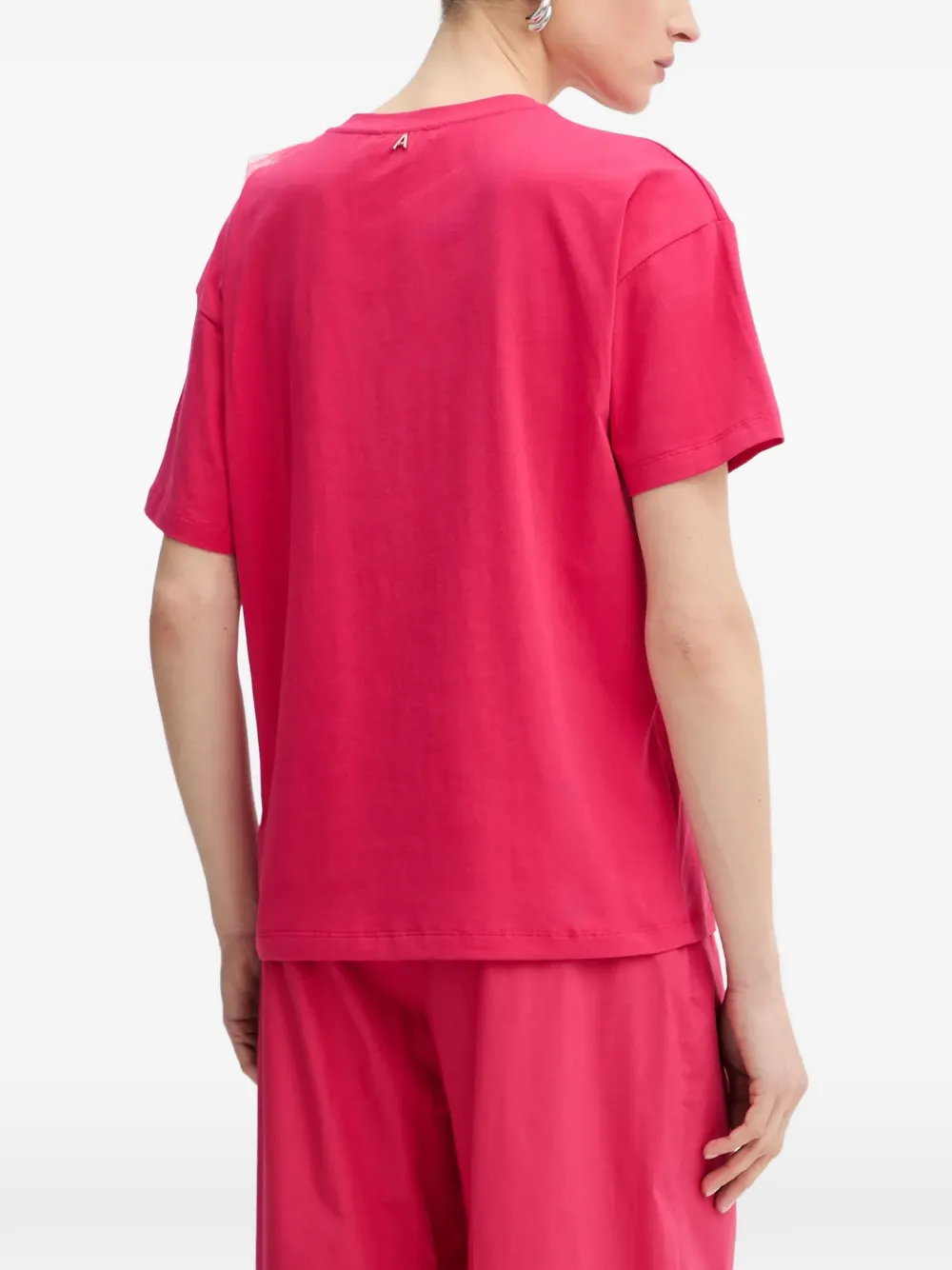 TWINSET regular fit T-shirt with tulle Roze