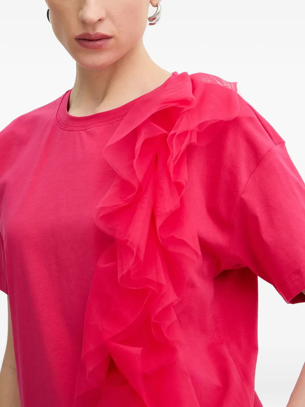 TWINSET regular fit T-shirt with tulle Roze