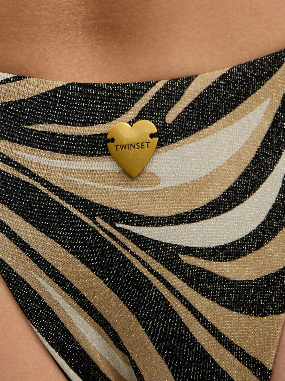 TWINSET brazilian bikini briefs with ties and print Goud