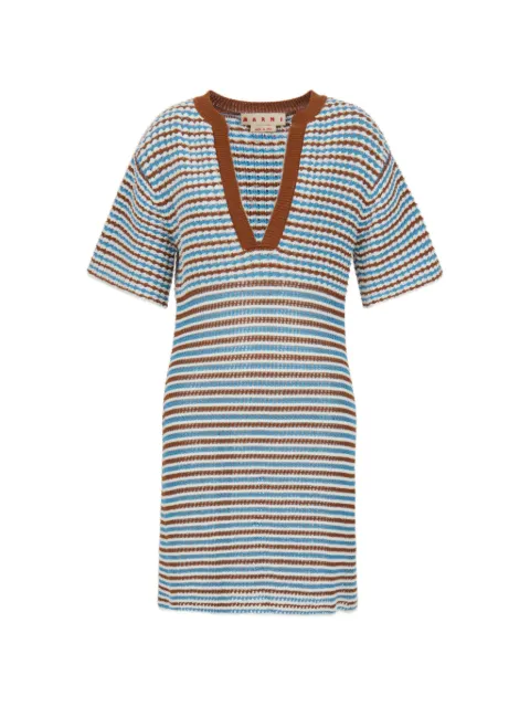 Marni striped crocheted A-line dress