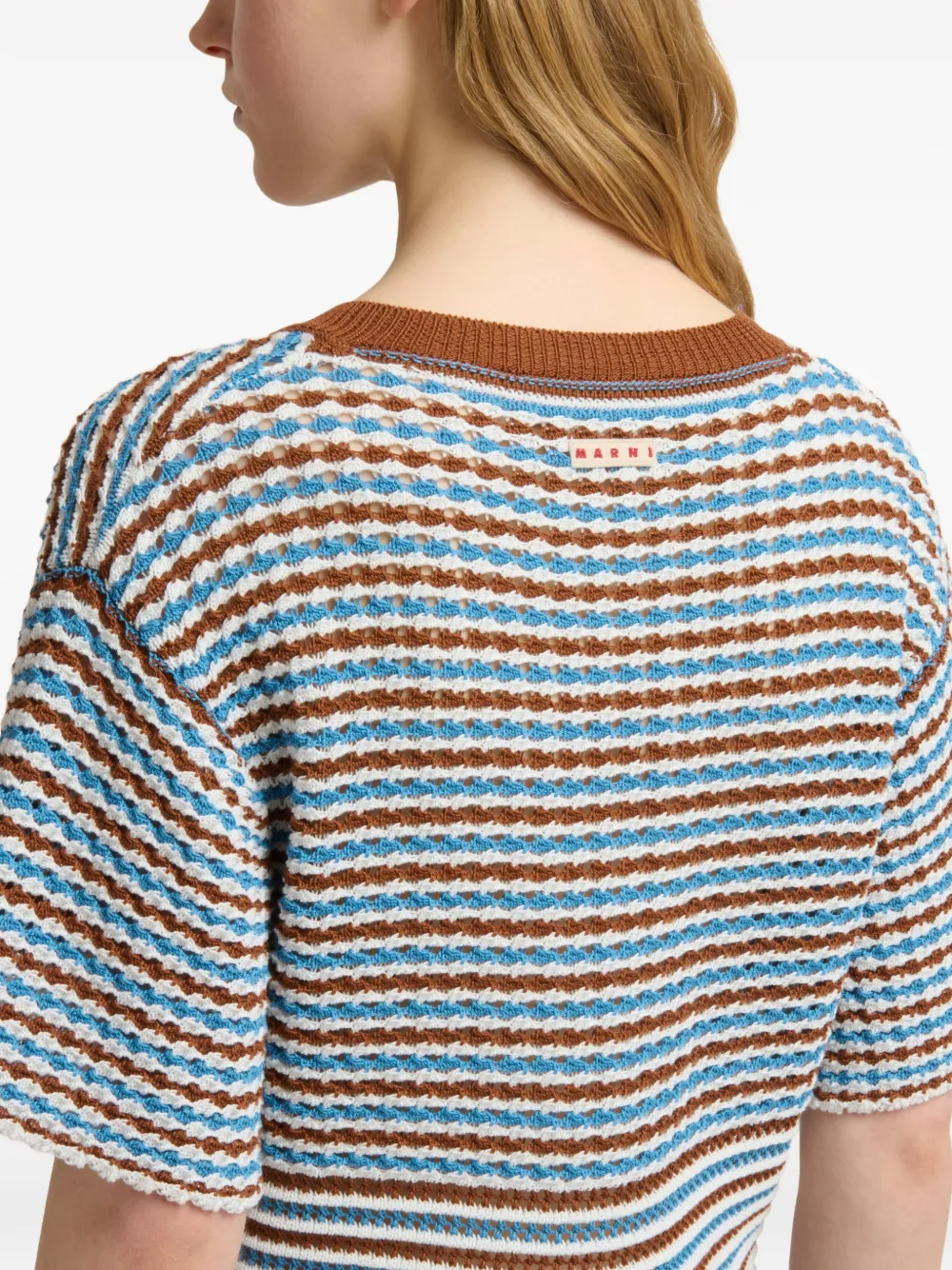 striped crocheted A-line dress