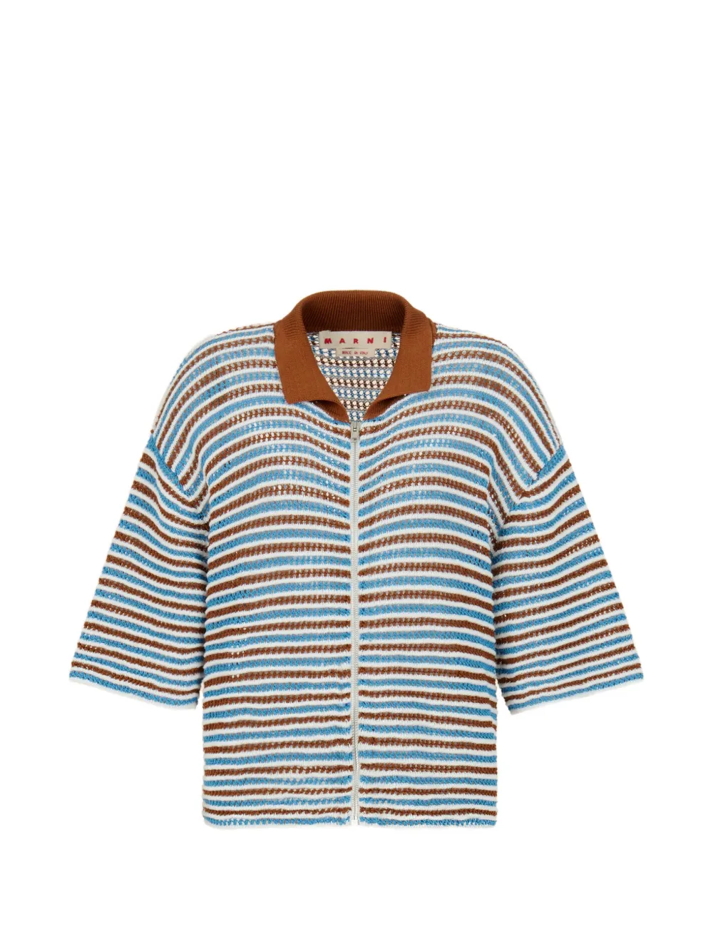 Marni striped crochet cardigan - Marrone