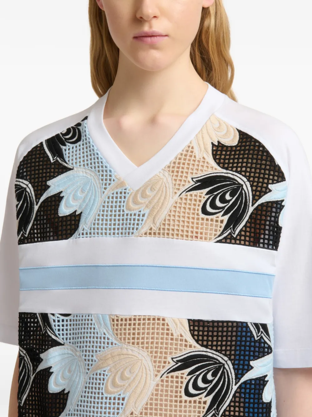 Marni Katoenen T-shirt met broderie anglaise voorkant Wit