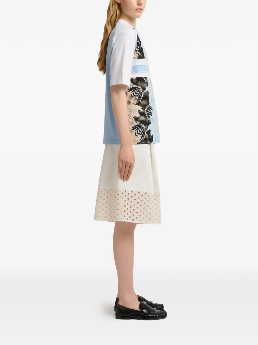 Marni Katoenen T-shirt met broderie anglaise voorkant Wit