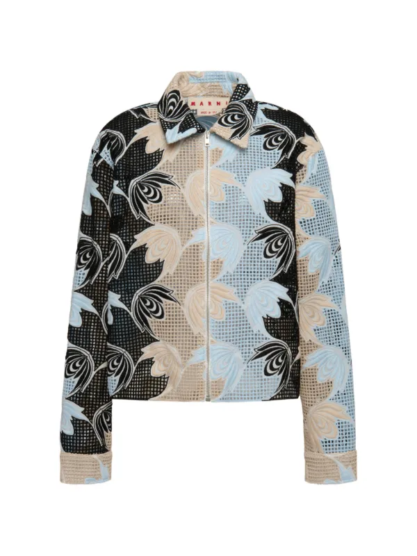 Marni Broderie Anglaise Floral Overshirt in Black