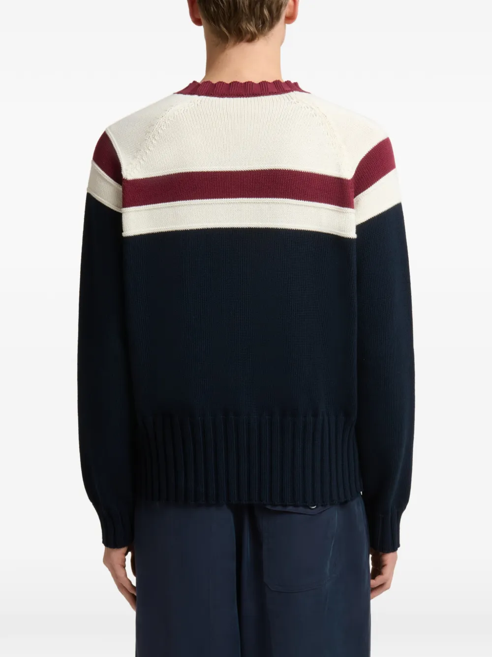 Marni Katoenen trui met contraststreep Blauw