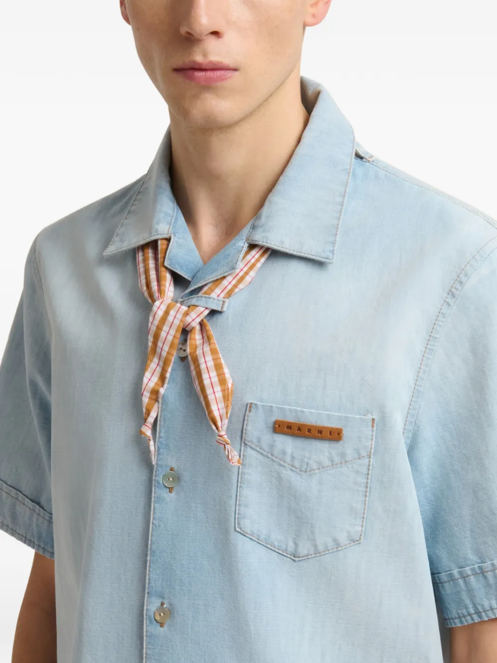 Marni Chambray overhemd met stropdas Blauw