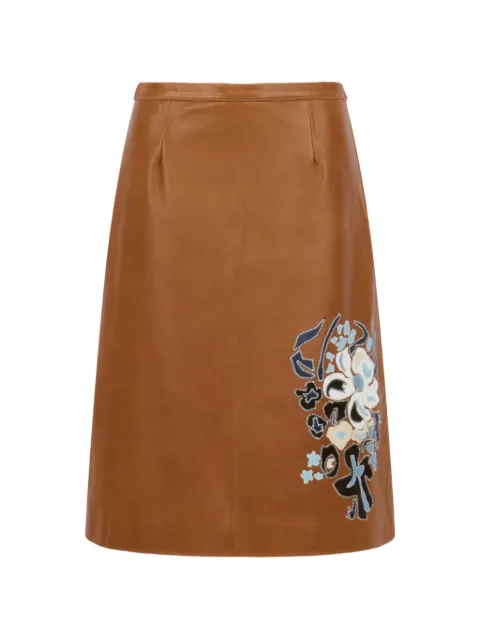 Marni floral intarsia leather skirt