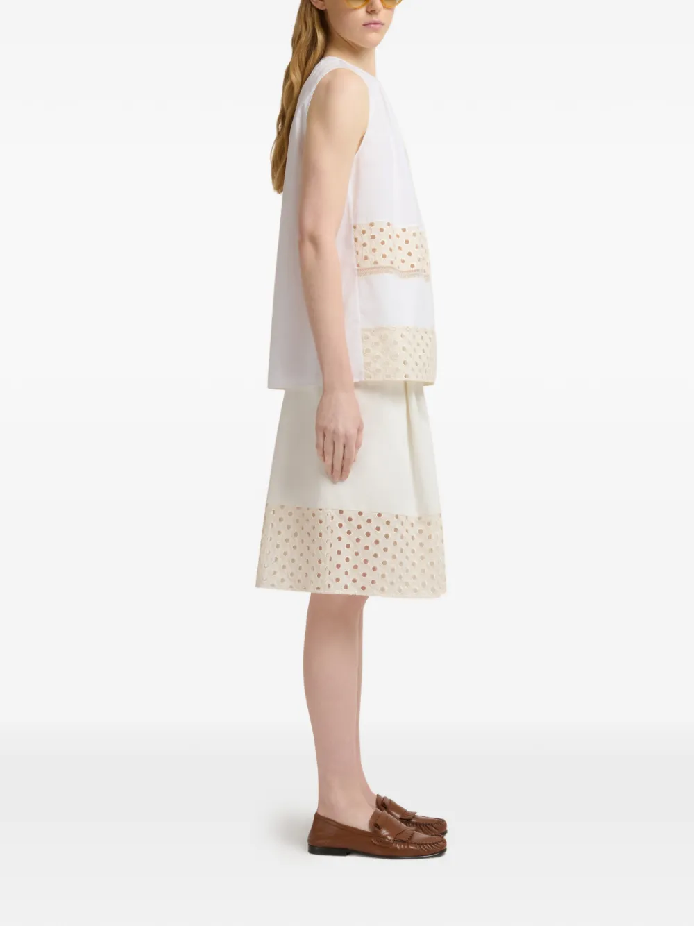 Marni Gabardine shorts met broderie anglaise vlakken Wit