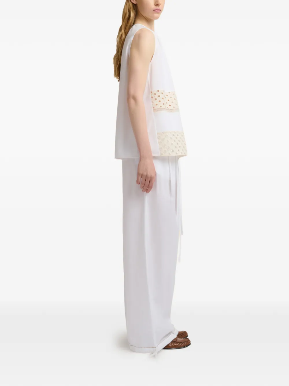  Marni Broderie Anglaise Sleeveless Blouse - White 