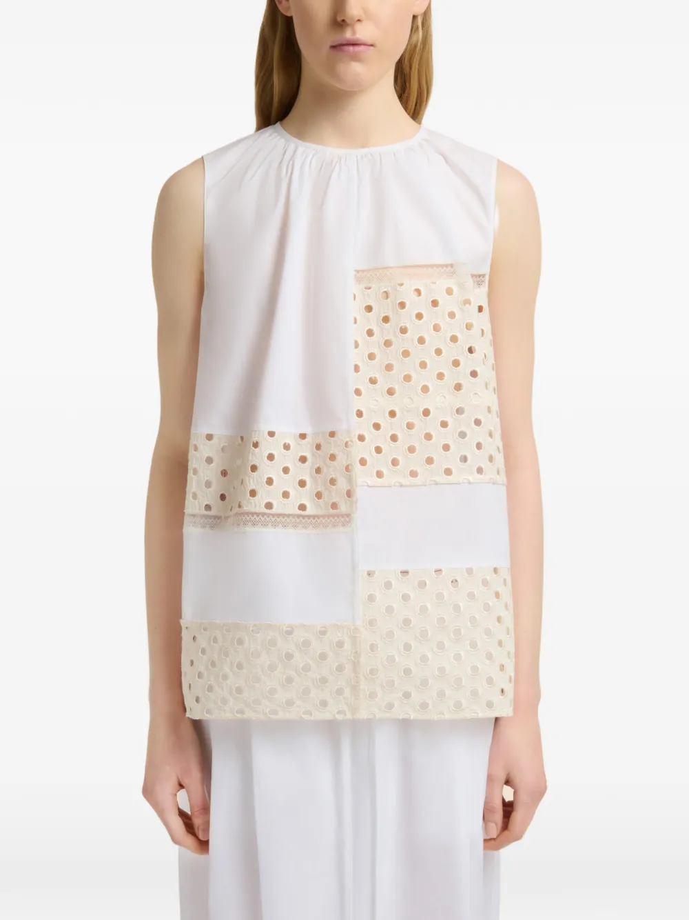  Marni Broderie Anglaise Sleeveless Blouse - White 