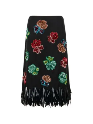 Dries Van Noten 2021SS ラッフルスカート DRIES VAN NOTEN フローラル ラッフルスカート | ブラック | FARFETCH JP