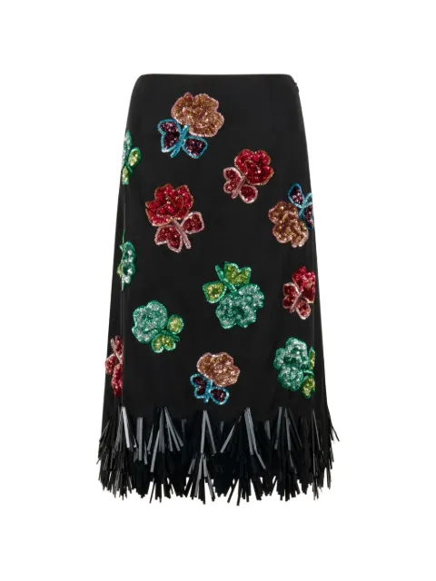 Marni sequin flower fringe skirt