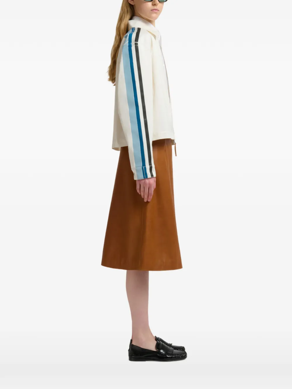Marni Gestreept gabardine shirtjack met rits Wit