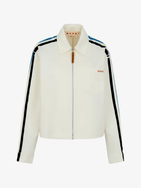 Marni gabardine zip overshirt with stripes