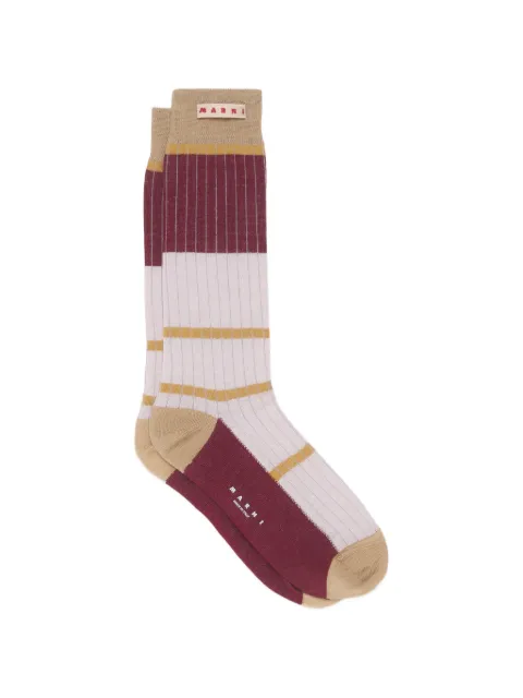 Marni calcetines tejidos de canalé con diseño color block