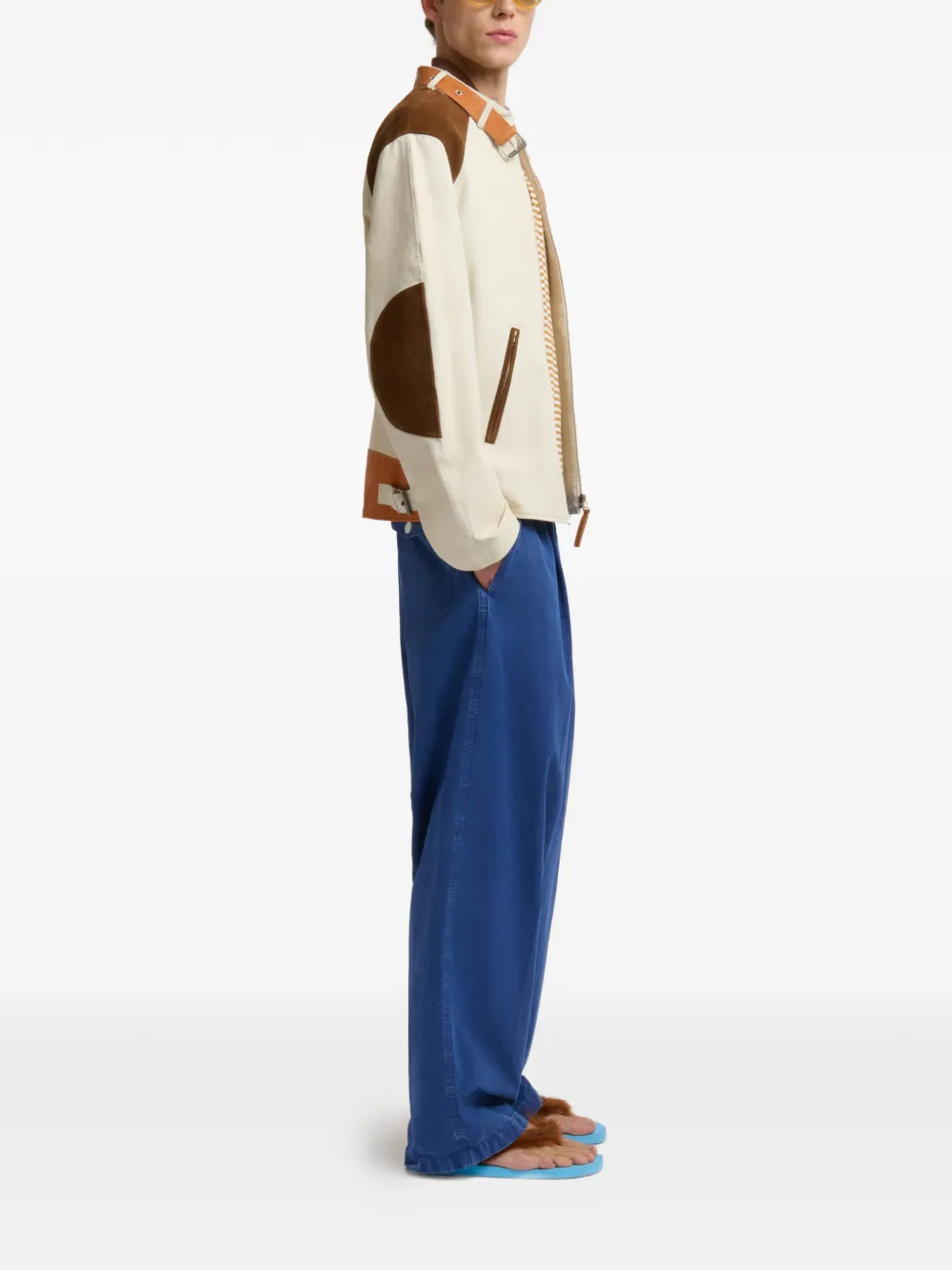  Marni Contrast Shoulder Buckle Bomber Jacket - Neutrals 