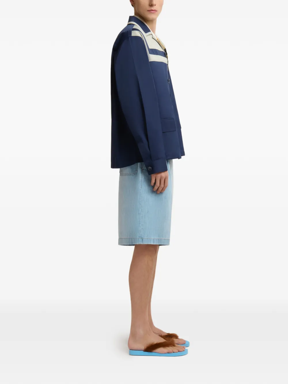 Marni Cuban blazer met strepen en yoke-detail Blauw