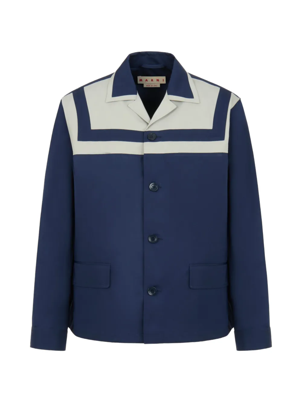 Marni stripe yoke cuban blazer - Blu