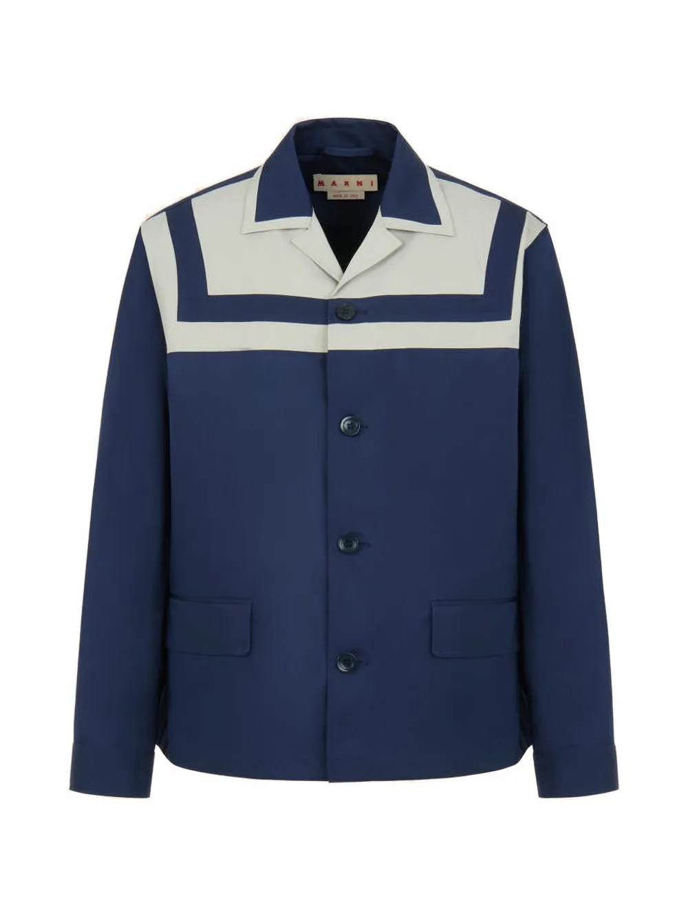 Marni stripe yoke cuban blazer - Blau