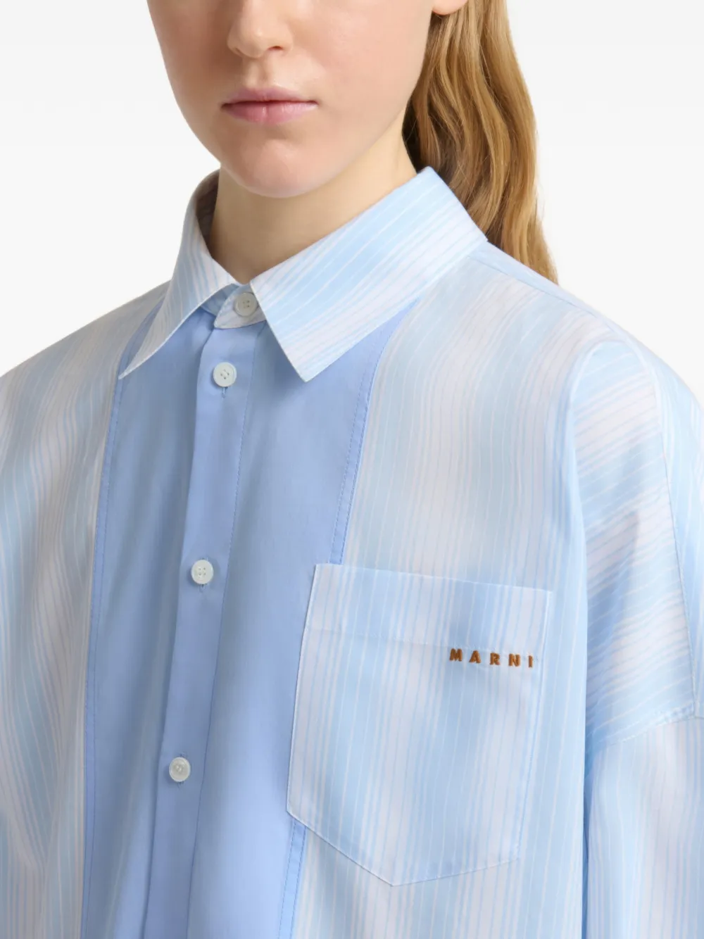 Marni Gestreept shirt met vlak Blauw
