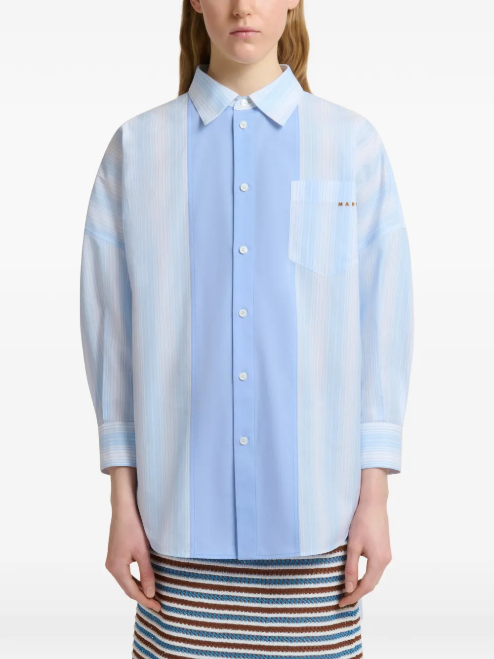 Marni Gestreept shirt met vlak Blauw