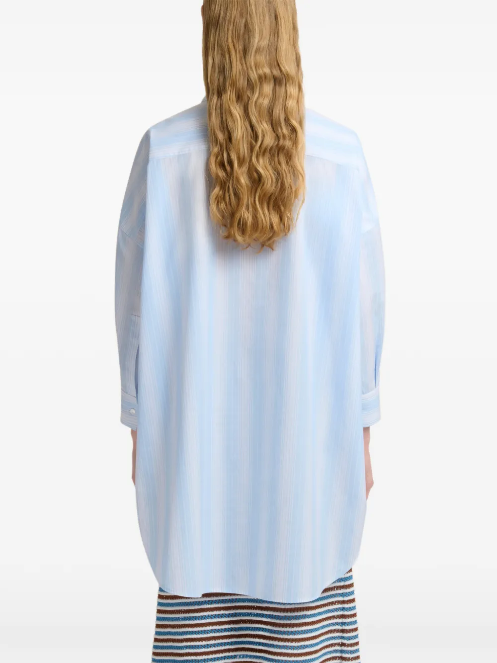 Marni Camisa Con Panel A Rayas - Azul 