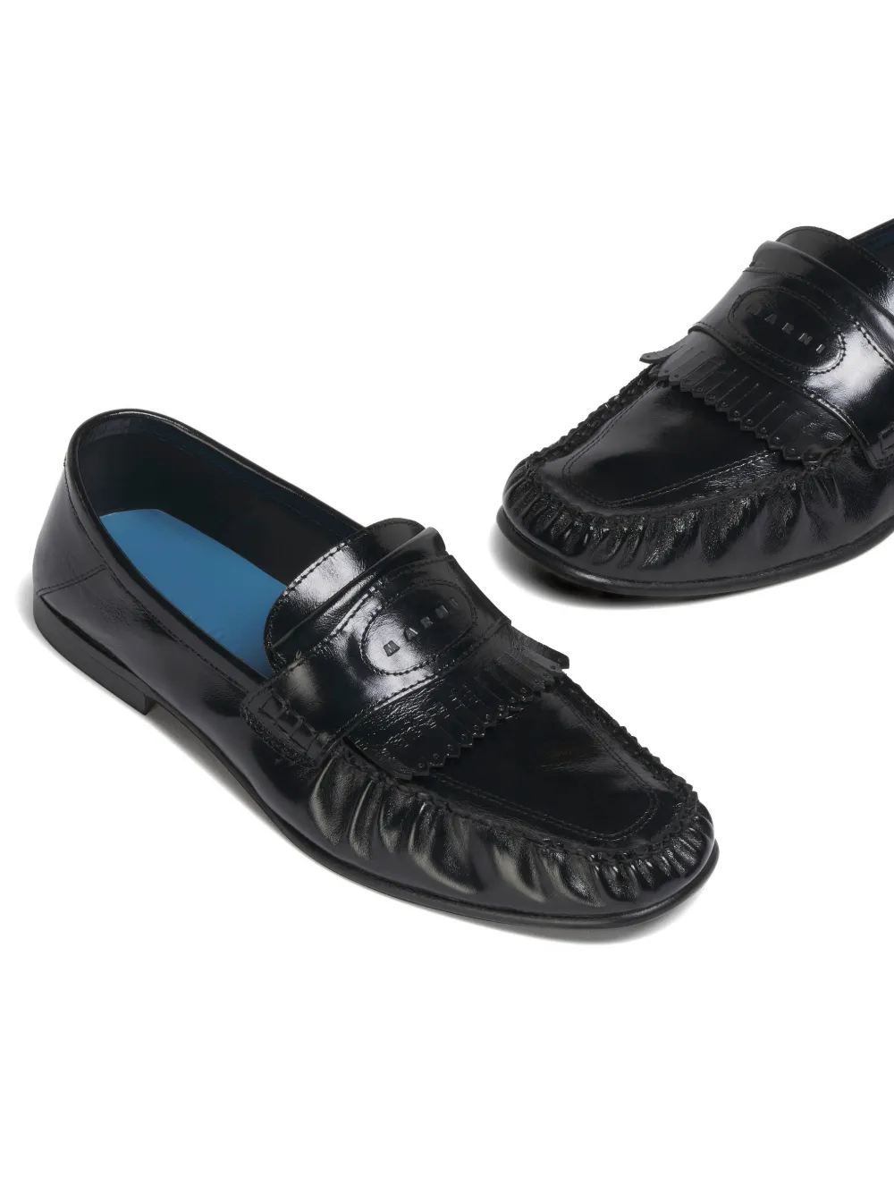 Marni Leren loafers met franjes Zwart
